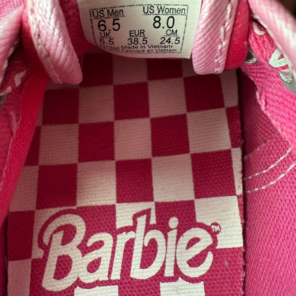 Barbie X Vans Platform Sneakers Pink and White Size 8 EUC - Picture 9 of 10